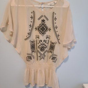 See through tan tunic